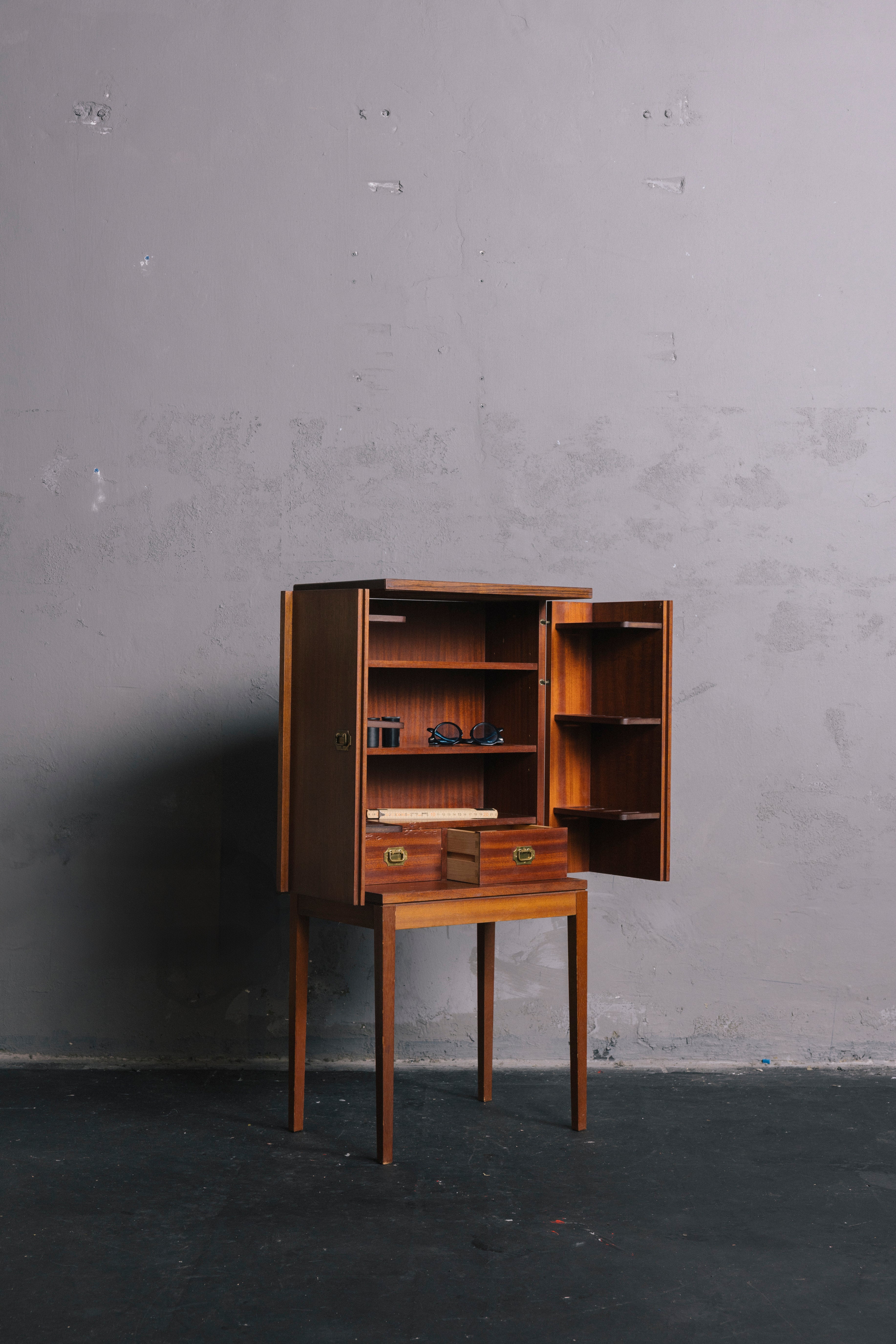 Danish Rosewood Cabinet with Tubular Frame