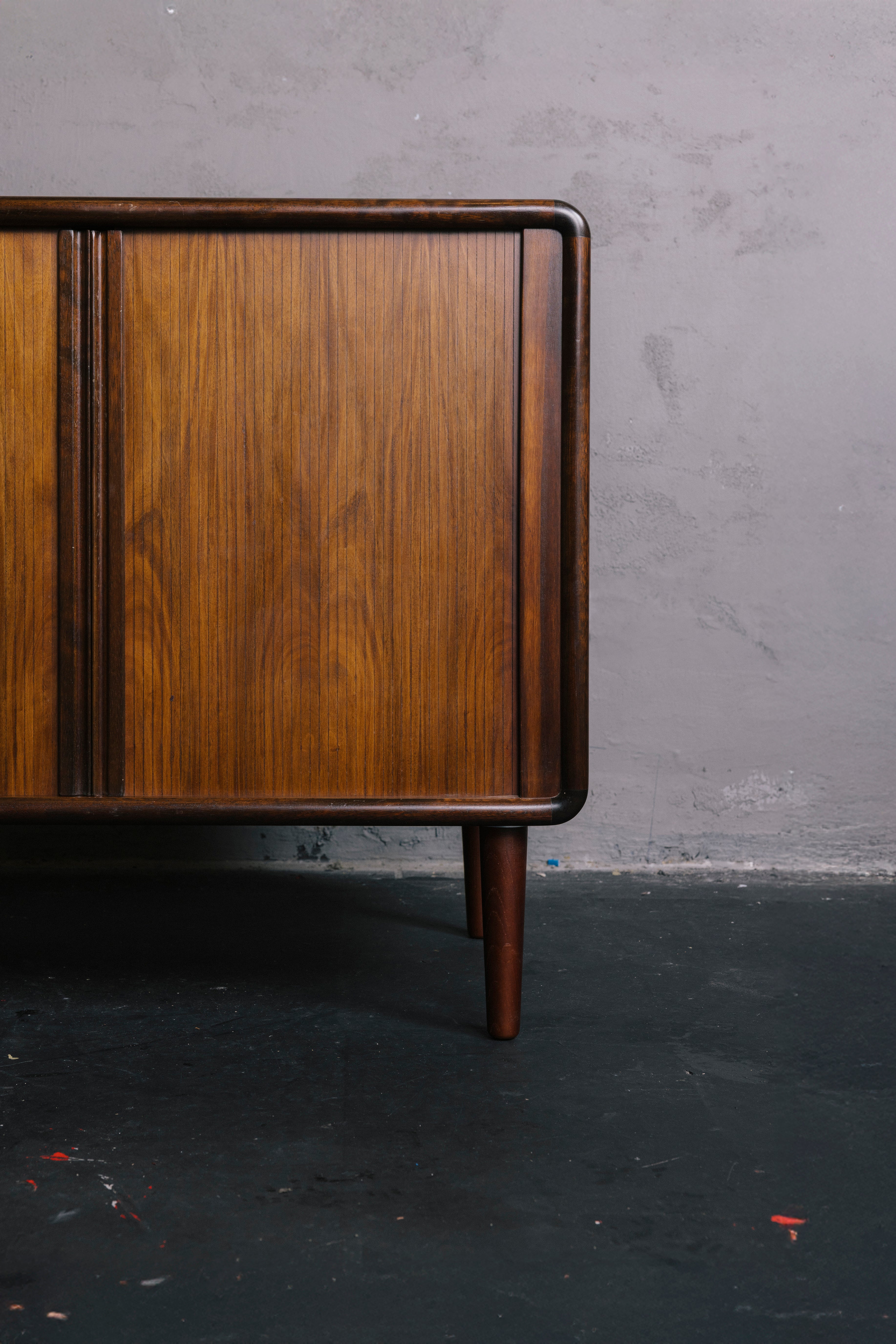 Danish Mid Century Kai Kristiansen Rosewood Tambour Door Cabinet