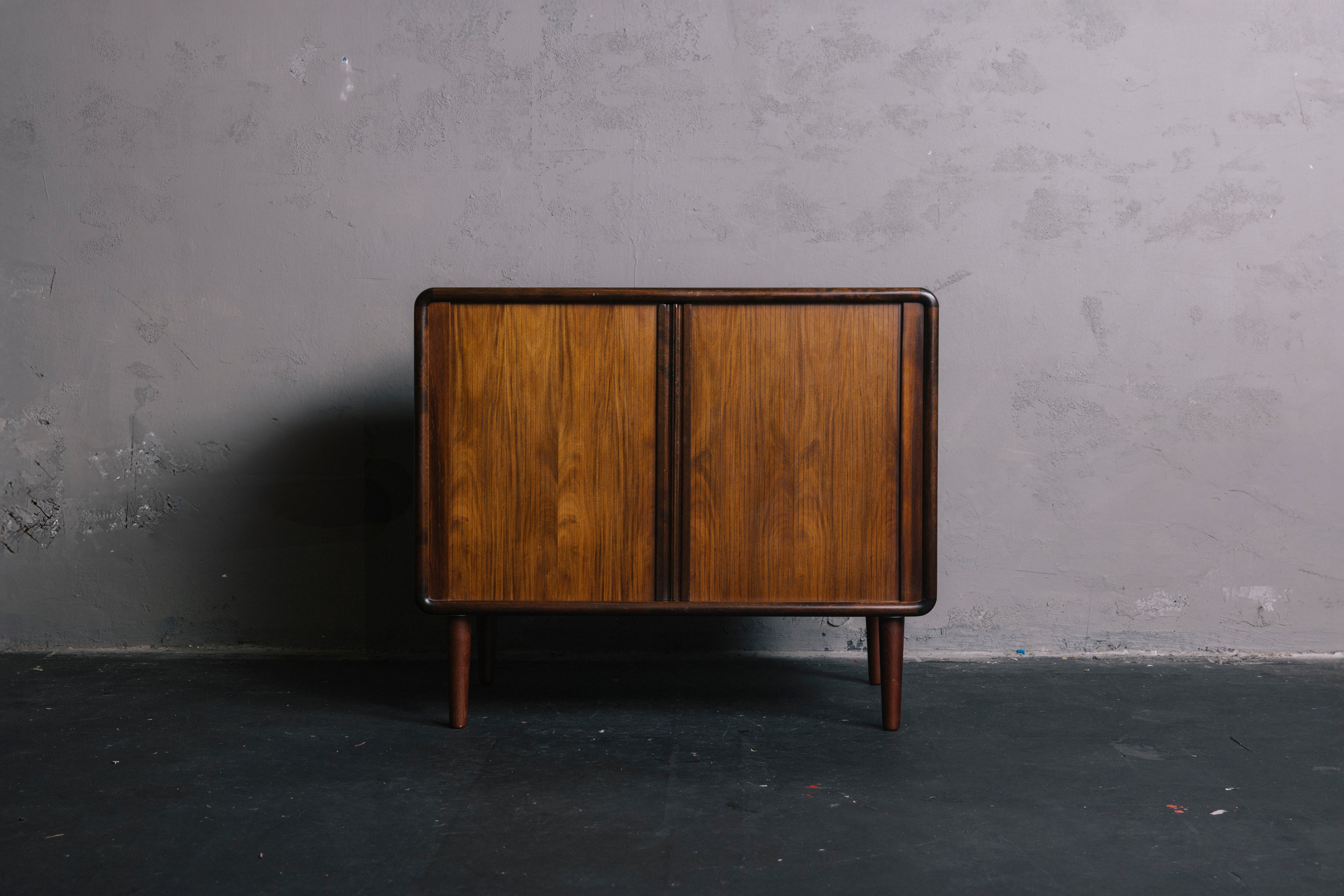 Danish Mid Century Kai Kristiansen Rosewood Tambour Door Cabinet
